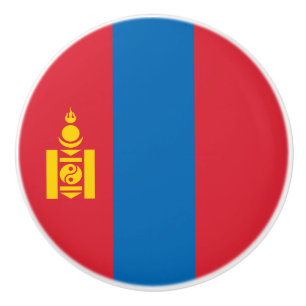 Bouton De Porte En Céramique Drapeau de la Mongolie