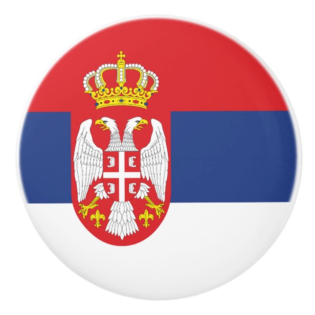 Bouton De Porte En Céramique drapeau de la Serbie (Devant)