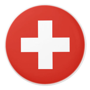 Bouton De Porte En Céramique Drapeau de la Suisse