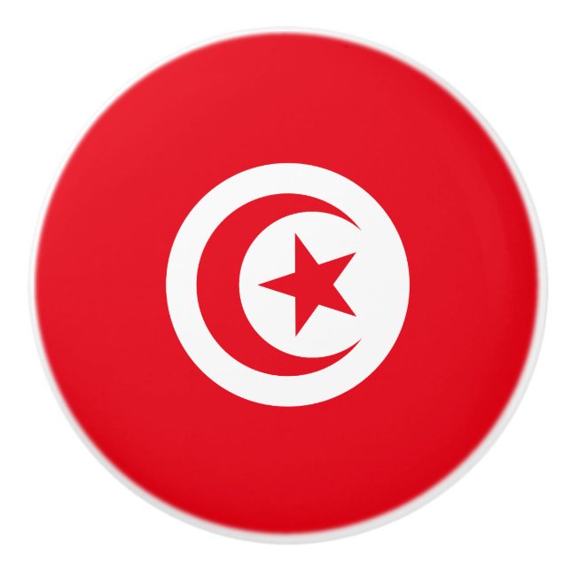 Bouton De Porte En Céramique Drapeau de la Tunisie (Devant)