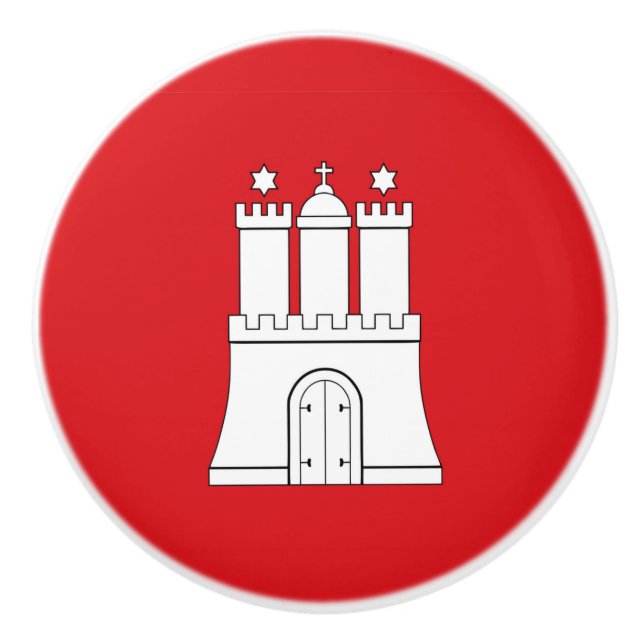 Bouton De Porte En Céramique Drapeau de la ville de Hambourg Symbole Allemagne (Devant)