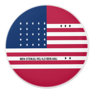 Bouton De Porte En Céramique Drapeau de l'atoll de Bikini Patriotique