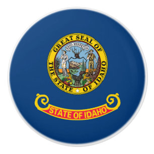 Bouton De Porte En Céramique Drapeau de l'État de l'Idaho