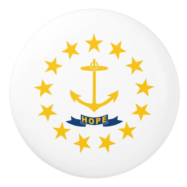 Bouton De Porte En Céramique Drapeau de l'État de Rhode Island (Devant)