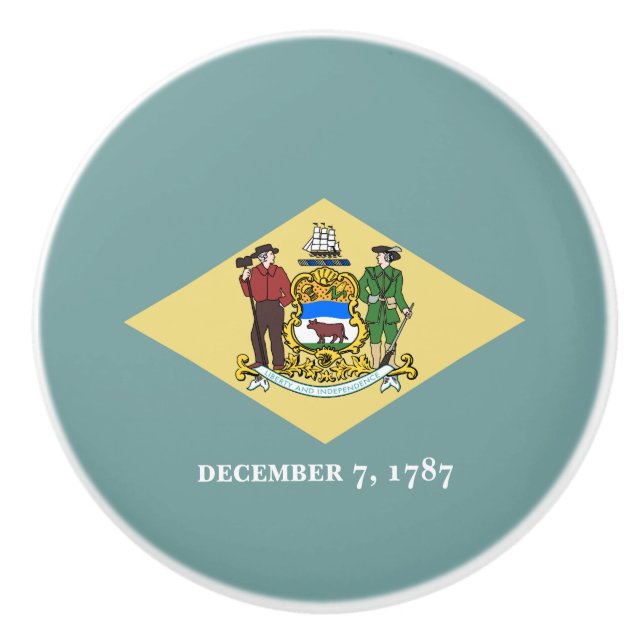 Bouton De Porte En Céramique Drapeau de l'État du Delaware (Devant)