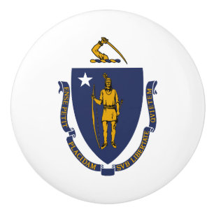 Bouton De Porte En Céramique Drapeau de l'État du Massachusetts