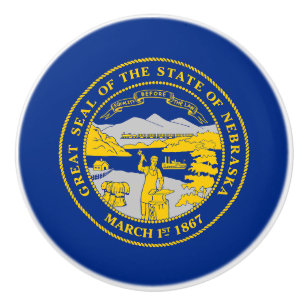 Bouton De Porte En Céramique Drapeau de l'État du Nebraska