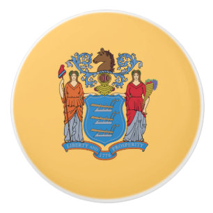 Bouton De Porte En Céramique Drapeau de l'État du New Jersey