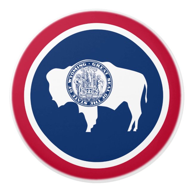 Bouton De Porte En Céramique Drapeau de l'État du Wyoming (Devant)