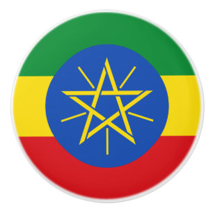 Bouton De Porte En Céramique Drapeau de l'Ethiopie Ceramic Knob