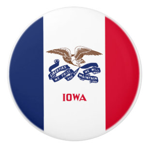 Bouton De Porte En Céramique Drapeau de l'Iowa