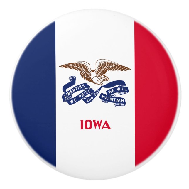 Bouton De Porte En Céramique Drapeau de l'Iowa (Devant)