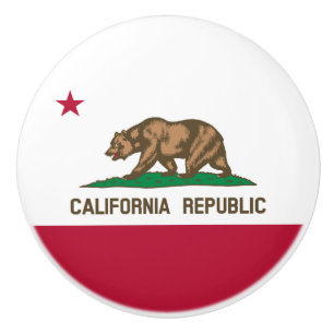 Bouton De Porte En Céramique Drapeau de l'ours de Californie : État de Cali Gol