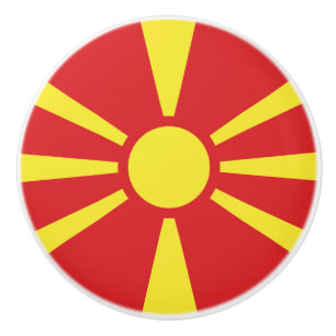Bouton De Porte En Céramique Drapeau de Macédoine du Nord