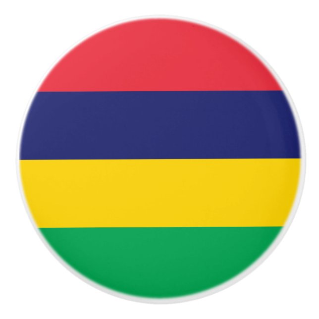 Bouton De Porte En Céramique Drapeau de Maurice (Devant)