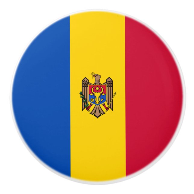 Bouton De Porte En Céramique Drapeau de Moldavie (Devant)