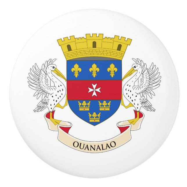 Bouton De Porte En Céramique Drapeau de Saint-Barthélemy (Devant)