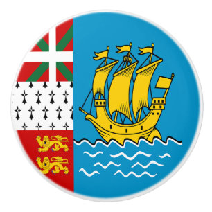 Bouton De Porte En Céramique Drapeau de Saint-Pierre-et-Miquelon