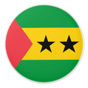 Bouton De Porte En Céramique Drapeau de Sao Tomé-et-Principe