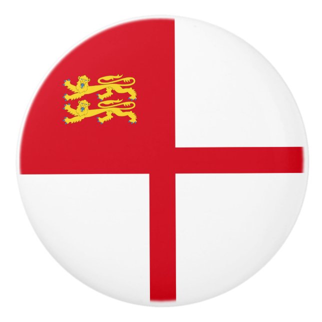 Bouton De Porte En Céramique Drapeau de Sercq (Devant)
