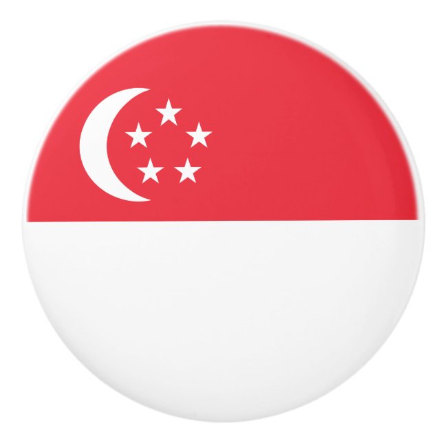 Bouton De Porte En Céramique Drapeau de Singapour (Devant)