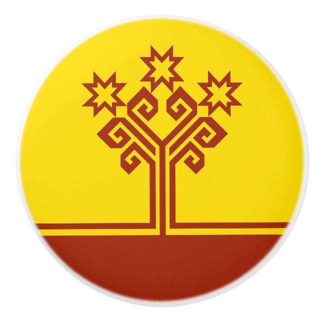 Bouton De Porte En Céramique Drapeau de Tchouvachie (Devant)