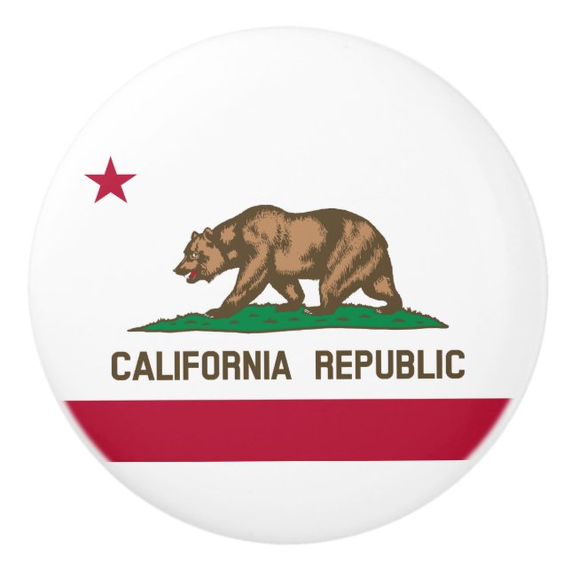 Bouton De Porte En Céramique Drapeau d'État de Californie (Devant)