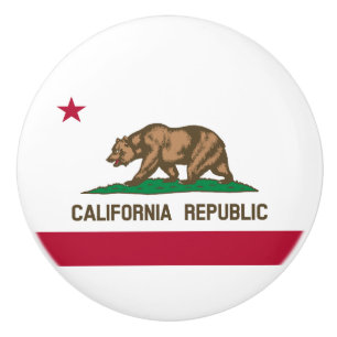 Bouton De Porte En Céramique Drapeau d'État de la République de Californie