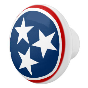 Bouton De Porte En Céramique Drapeau d'état du Tennessee Bleu Blancs étoiles