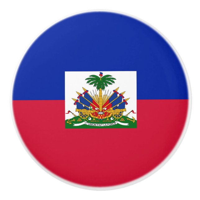 Bouton De Porte En Céramique Drapeau d'Haïti (Devant)