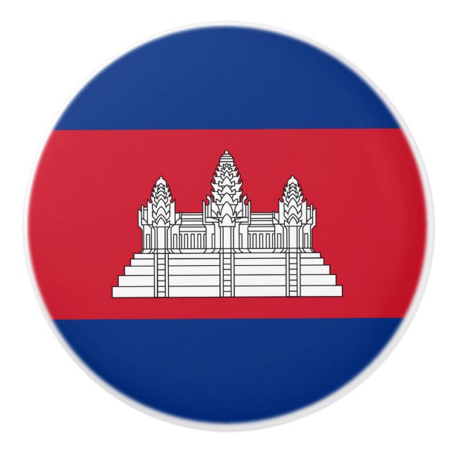 Bouton De Porte En Céramique drapeau du Cambodge (Devant)