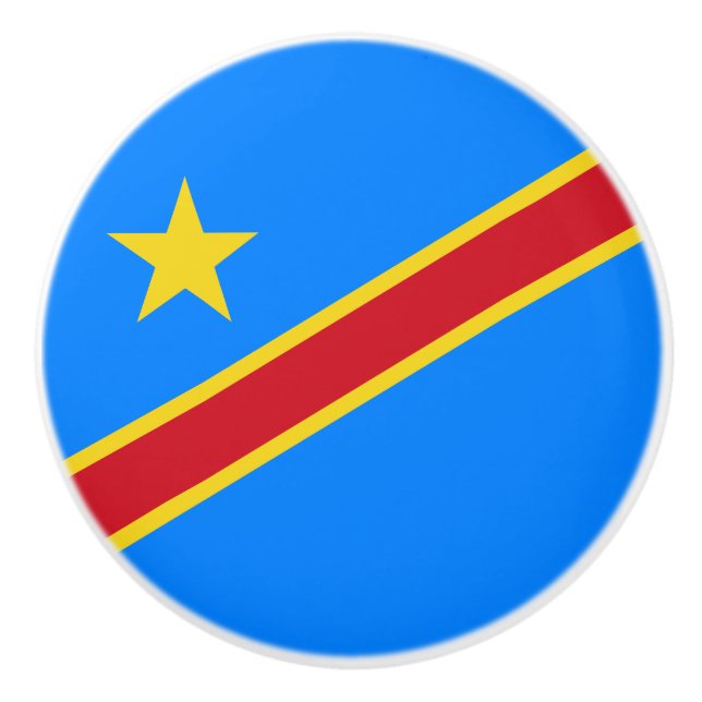 Bouton De Porte En Céramique Drapeau du Congo Kinshasa (Devant)