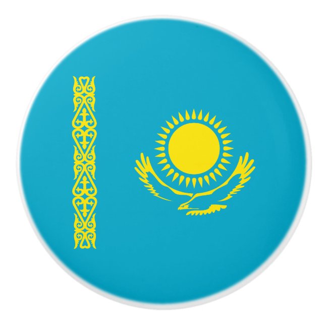Bouton De Porte En Céramique Drapeau du Kazakhstan (Devant)