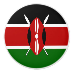 Bouton De Porte En Céramique Drapeau du Kenya