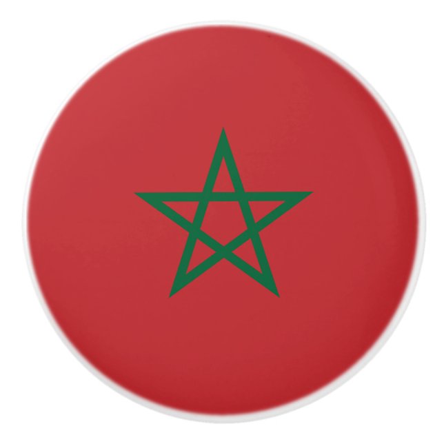 Bouton De Porte En Céramique Drapeau du Maroc (Devant)