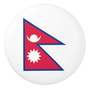 Bouton De Porte En Céramique Drapeau du Népal