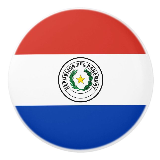 Bouton De Porte En Céramique Drapeau du Paraguay (Devant)