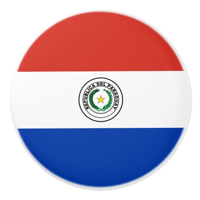 Bouton De Porte En Céramique drapeau du Paraguay (Devant)