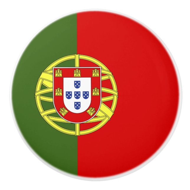 Bouton De Porte En Céramique Drapeau du Portugal (Devant)