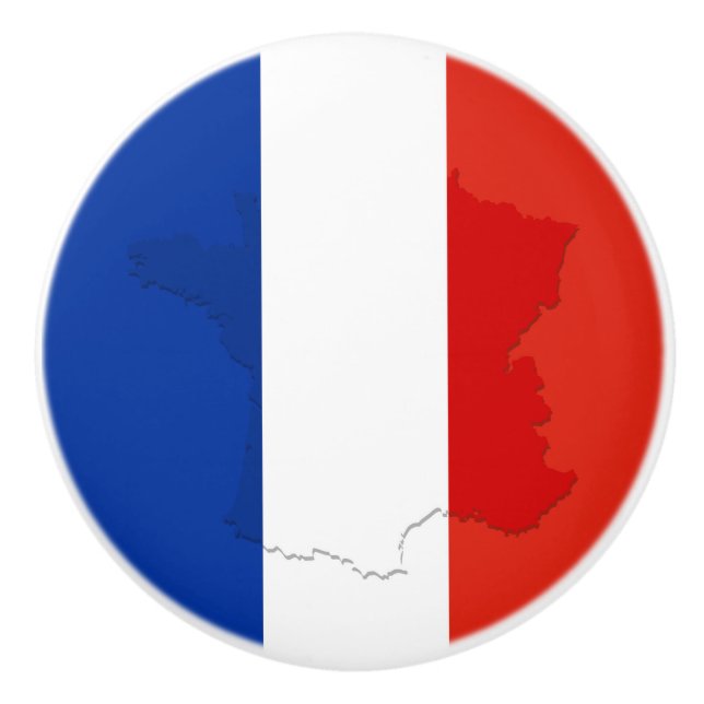 Bouton De Porte En Céramique drapeau français (Devant)