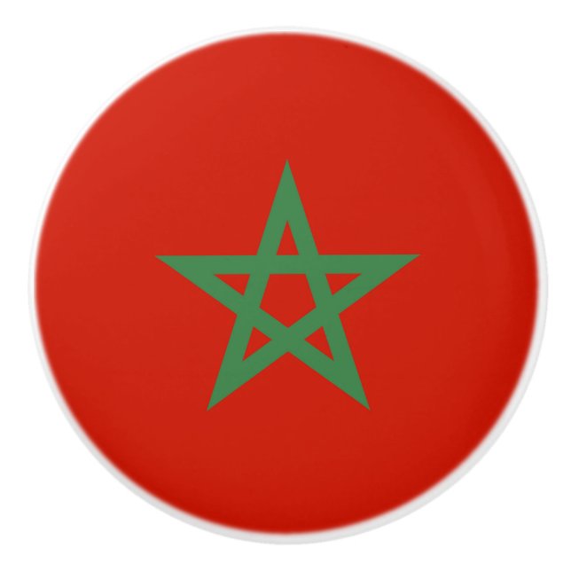 Bouton De Porte En Céramique drapeau marocain (Devant)