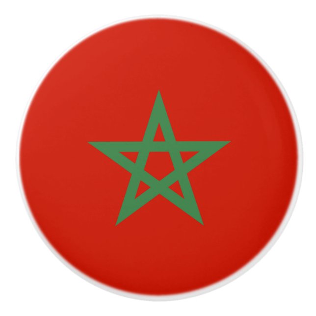 Bouton De Porte En Céramique drapeau marocain (Devant)