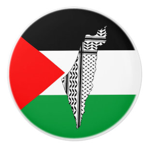 Bouton De Porte En Céramique Drapeau palestinien et carte avec Motif Keffiyeg