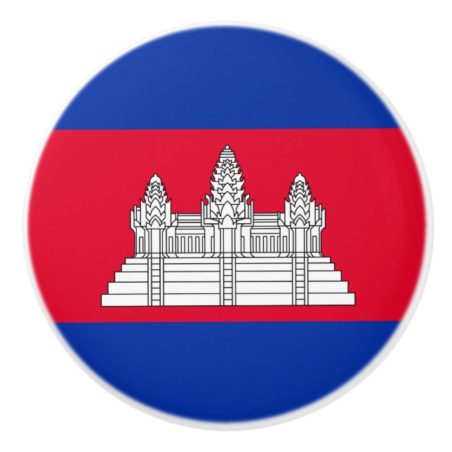 Bouton De Porte En Céramique Drapeau patriotique cambodgien (Devant)