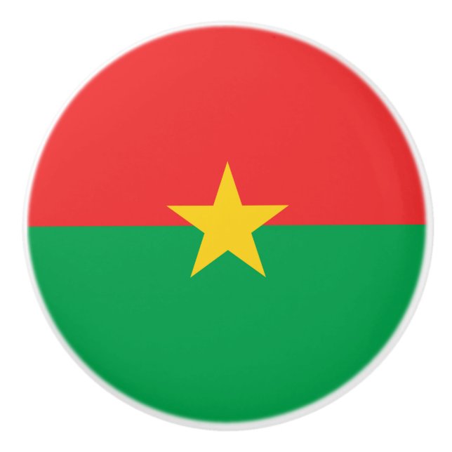 Bouton De Porte En Céramique Drapeau patriotique du Burkina Faso (Devant)