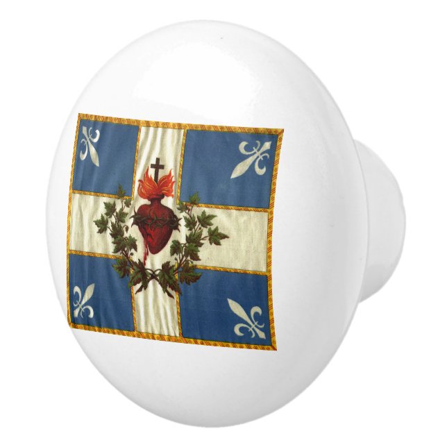 Bouton De Porte En Céramique Drapeau Québec antique Carillon Sacré-Coeur (Droite)