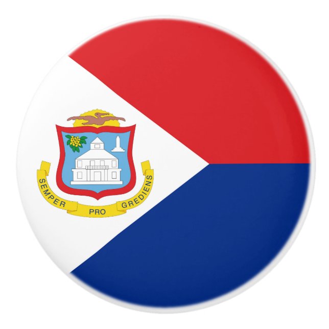 Bouton De Porte En Céramique Drapeau Sint Maarten (Devant)