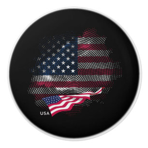 Bouton De Porte En Céramique Drapeau USA