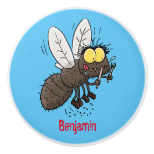 Bouton De Porte En Céramique Drôle dessin animé d'insecte de la mouche à cheval