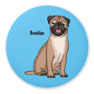 Bouton De Porte En Céramique Drôle joyeux dessin animé de chien de carlin